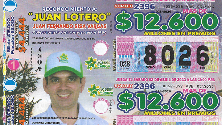 La Lotería del Cauca también uso su imagen para uno de sus sorteos.