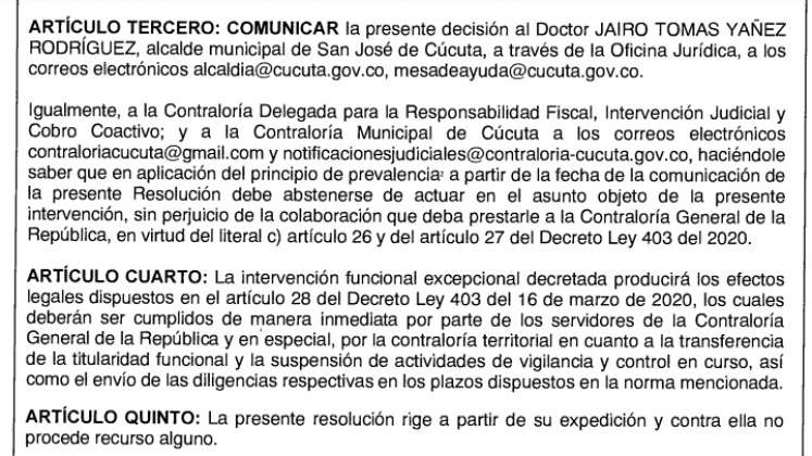 Contraloría General asume caso del alcalde de Cúcuta 
