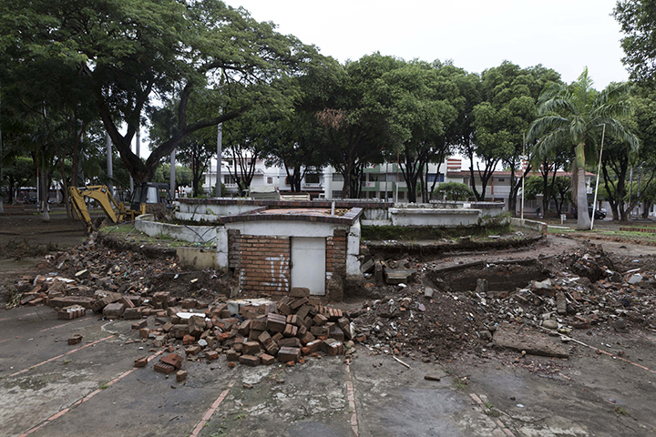 Antigua fuente del parque de Quinta Oriental, demolida para dar paso a proyecto, noviembre 2016.