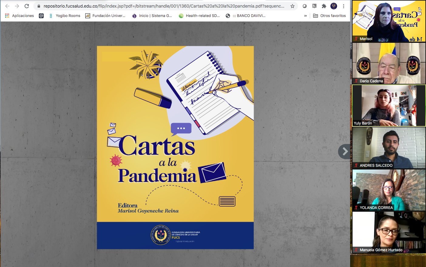 Lanzamiento virtual del libro 'Cartas a la Pandemia'