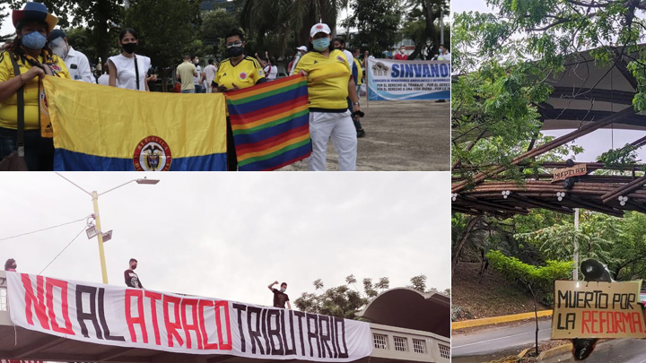 Los cucuteños se manifiestan contra la reforma tributaria. / Foto: Alfredo Estevez y redes sociales