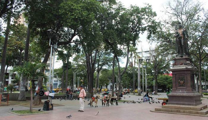 El parque Santander se encuentra entre los cruces de las avenidas 5 y 6, con calles 10 y 11, donde antiguamente quedaba ubicada la Plaza Mayor de San José de Guasimales.