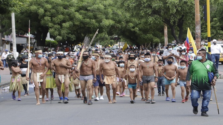 La comunidad indígena Barí llegó desde el Catatumbo para protestar en Cúcuta.