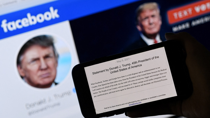 El veto a Trump afectó igualmente a su cuenta en Instagram, propiedad de Facebook. Y otras plataformas como Twitter y YouTube también removieron las cuentas del entonces presidente. / Foto: AFP