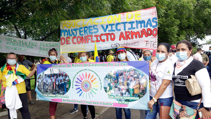 Carmen García, presidenta de la Asociación de Madres del Catatumbo por la Paz, participó, junto a un nutrido grupo de mujeres, en las marchas del pasado 19 de mayo en Cúcuta. / Foto: Alfredo Estévez
