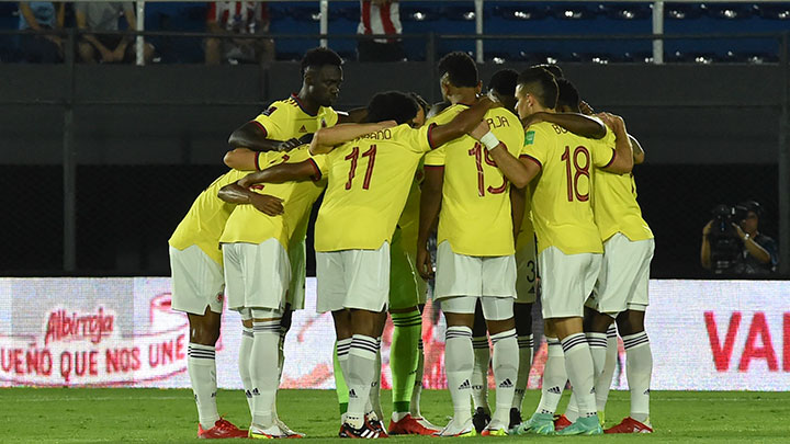 Selección Colombia en su visita a Paraguay en 2021. 