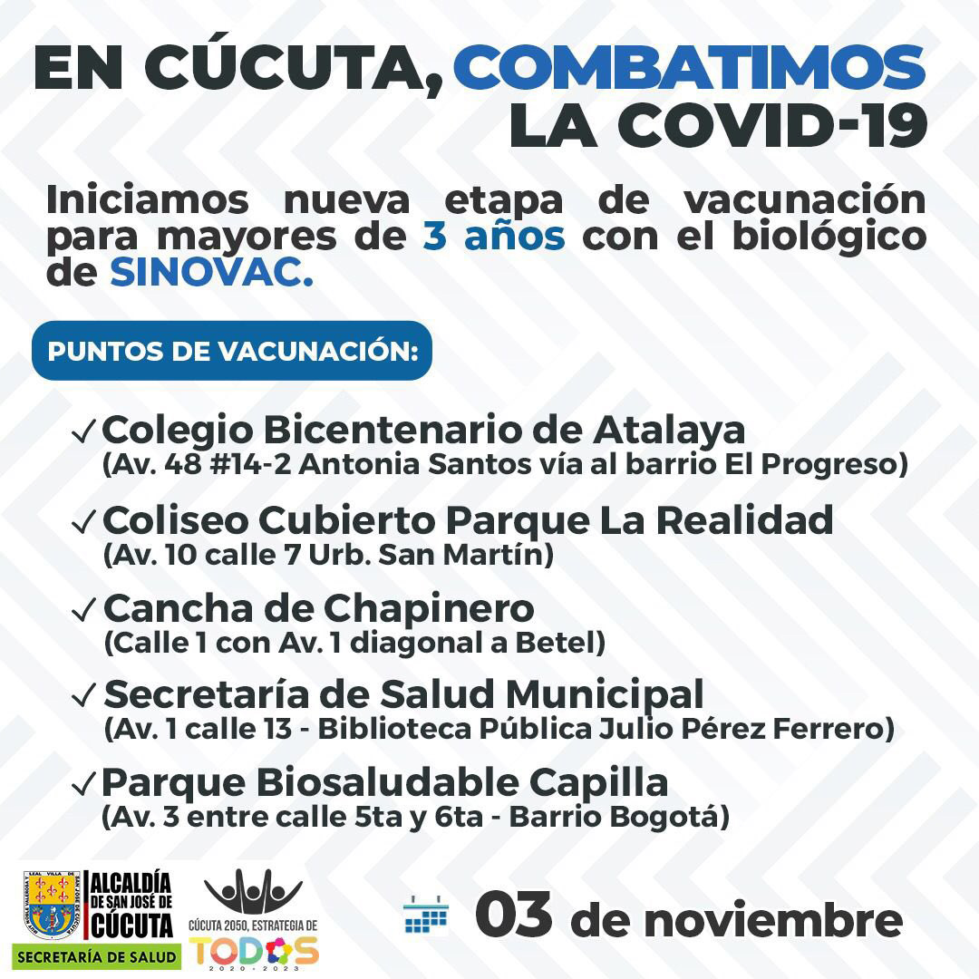 Puntos de vacunación contra la COVID-19 en Cúcuta