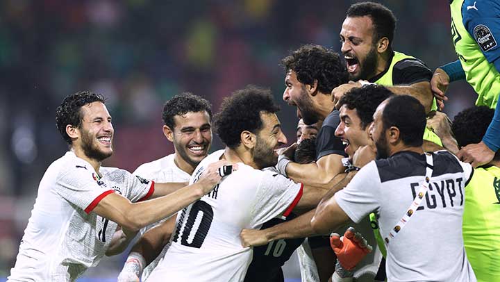 La selección de Egipto celebra el paso a la final de Copa Africana de Naciones.