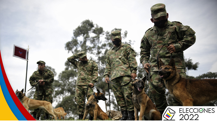 Así entrena el Ejército perros antiexplosivos para las elecciones./Foto: Colprensa