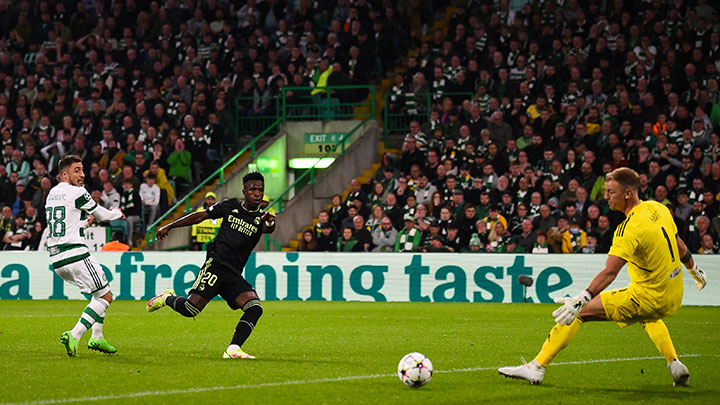 Vinicius Jr abrió el marcador en la victoria 3-0 del Real Madrid sobre el Celtic.