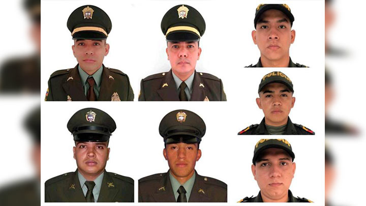 Estos son los 7 policías que murieron en el atentado perpetrado en Neiva./Foto: Colprensa