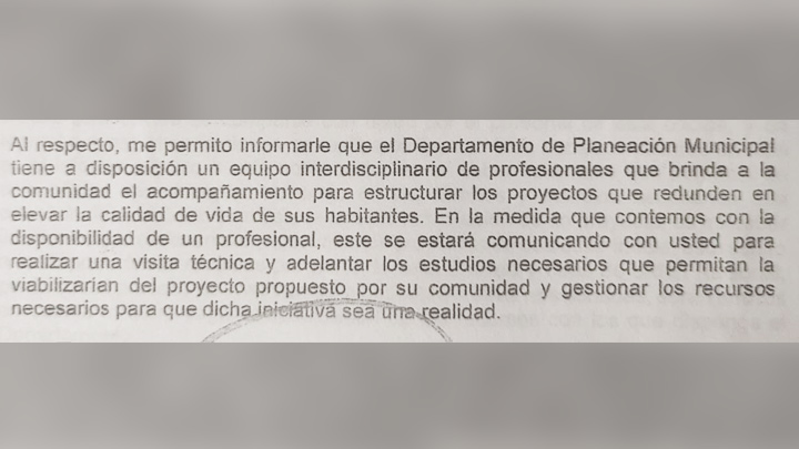 Respuesta de la Gobernación de Norte de Santander. 