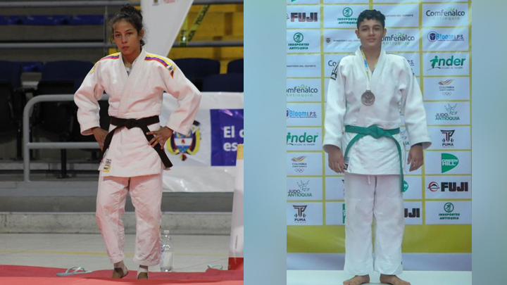 Maryuri Ureña y Pablo Sanabria, yudocas nortesantandereanos que se destacan en el Open de Judo en Medellín.