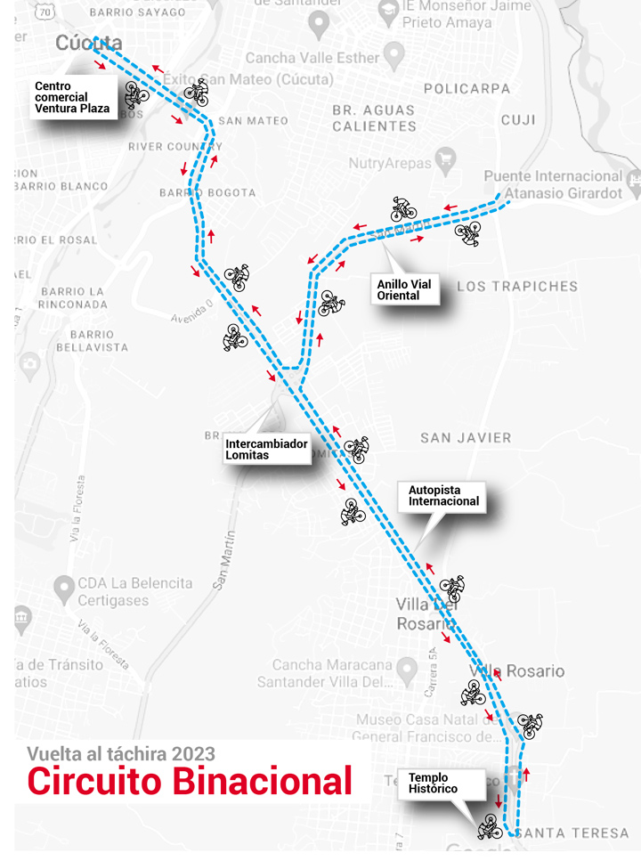Listo el cierre de vías para el paso de la Vuelta al Táchira por Cúcuta y Villa del Rosario
