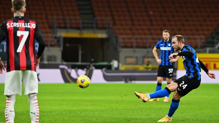 Inter contra Milán en la Copa de Italia. Foto: AFP