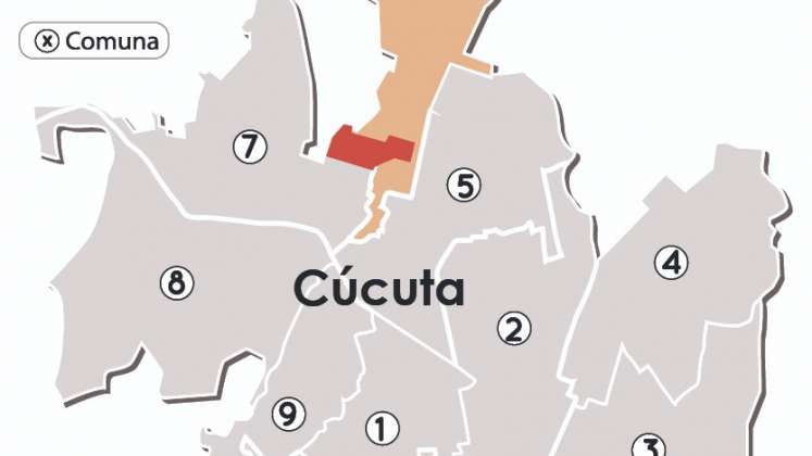 Mapa del barrio Aeropuerto en Cúcuta.
