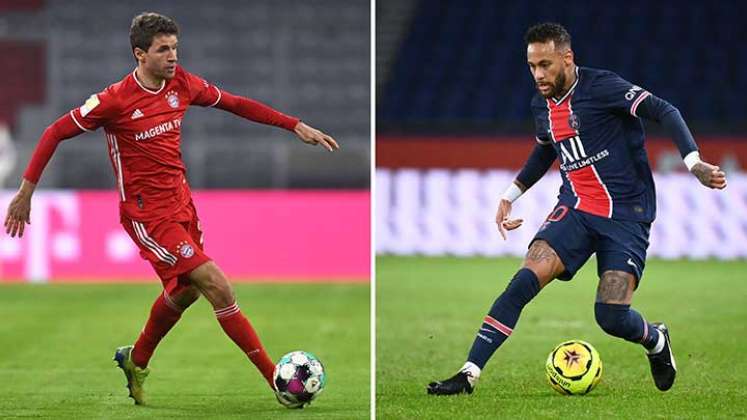 Thomas Muller jugador del Bayern Múnich y Neymar Jr, atacante del Paris SG