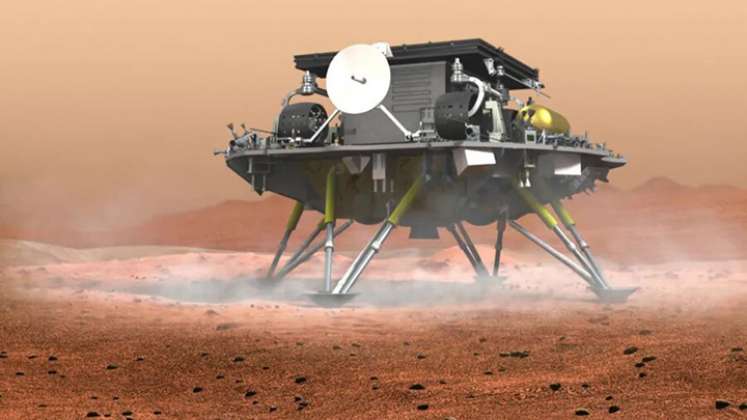 "El módulo de aterrizaje ‘Tianwen-1’ se posó con éxito en la zona predefinida" en Marte con el robot ‘Zhurong’" a bordo, informó CCTV. / Foto: Weixin.qq.com
