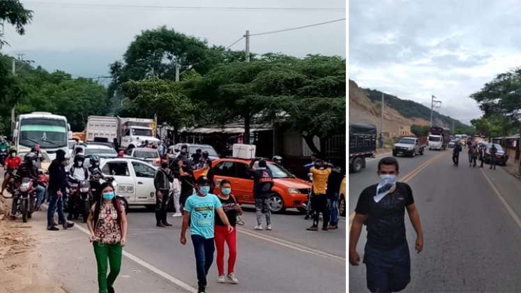 El nuevo punto de protesta es en la vía Cúcuta-El Zulia, a la altura del puente Mariano Ospina Pérez. Muchos pasajeros del transporte público han tenido que hacer transbordo y movilizarse a pie ante la interrupción del paso.  / Foto: Defensoría del Pueblo