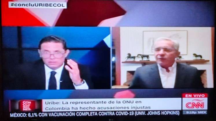 Álvaro Uribe en entrevista con CNN en Español. / Foto: Captura de video