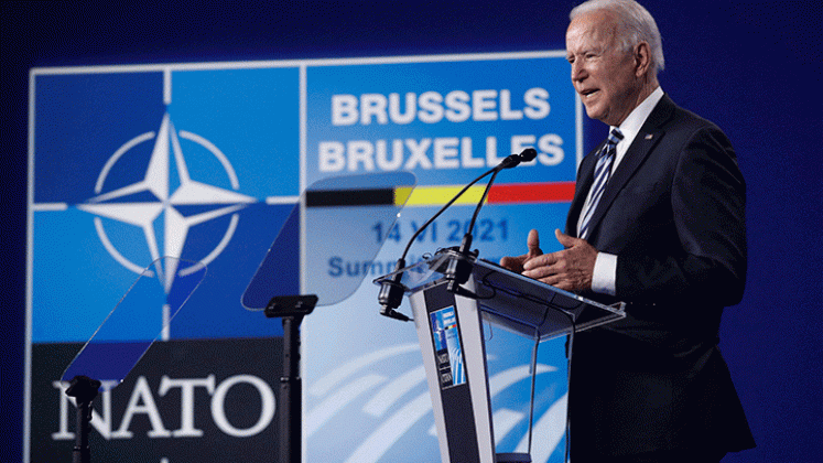 El presidente de Estados Unidos, Joe Biden, dio una conferencia de prensa después de la cumbre, en la sede de la OTAN en Bruselas. / Foto AFP