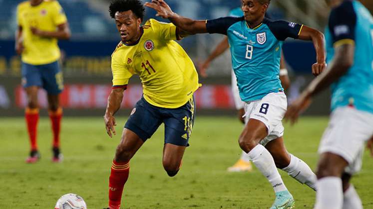 Juan Guillermo Cuadrado en el triunfo 1-0 de Colombia ante Ecuador. 