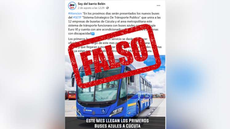 En redes sociales circuló una noticia falsa sobre la llegada este mes de buses para el nuevo sistema de transporte.