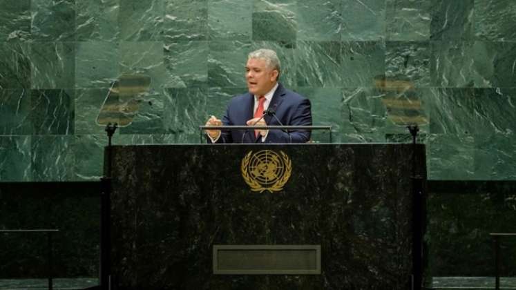 El presidente Iván Duque  durante su intervención ante la 76° edición de la Asamblea General de la  ONU./ Foto Colprensa