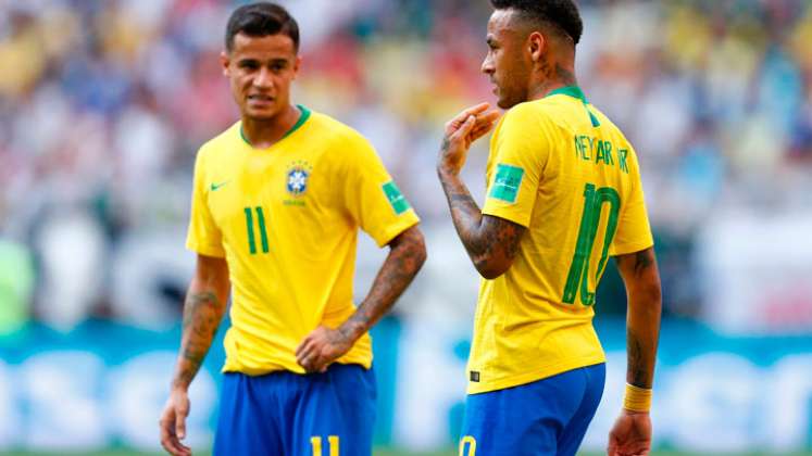 Coutinho y Neymar, selección brasilera de fútbol. 