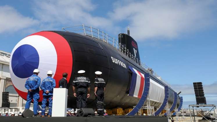 Submarino nuclear francés "Suffren" en Cherburgo, noroeste de Francia. /AFP