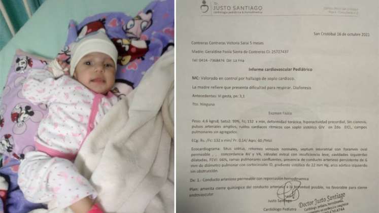 La bebé venezolana Victoria Zaray Contreras González requiere una operación urgente. / Foto: Cortesía