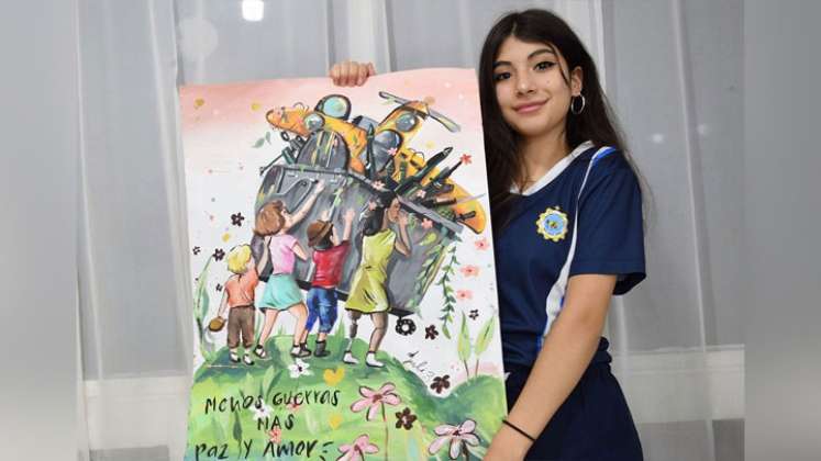 Juliana Benavides fue la ganadora de la categoría de pintura libre en este concurso de paz de la ARN. / Foto: Cortesía