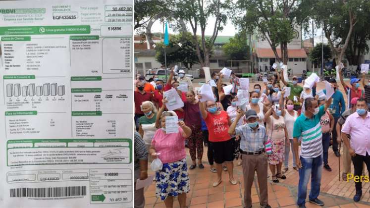 Con recibos en mano, alrededor de un centenar de usuarios de Proviservicios, cuya sede queda en Bucaramanga, alzó su voz en el parque principal contra los cobros que está haciendo la empresa