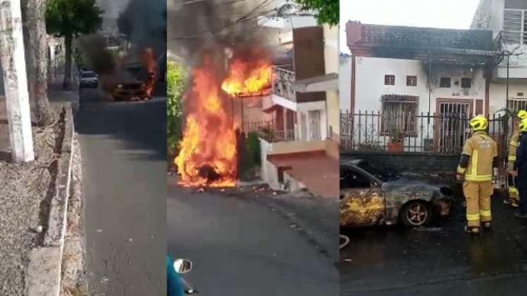 Vehículo se incendió en el barrio El Páramo de Cúcuta./Foto: cortesía