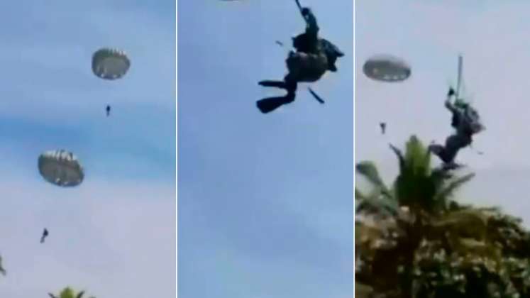 ¡Qué susto! Cuatro paracaidistas de la Fuerza Aérea cayeron fuera de control en Coveñas