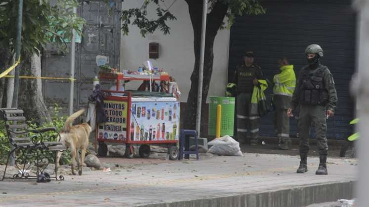 La Policía llevó varios perros antiexplosivos para inspeccionar la zona.